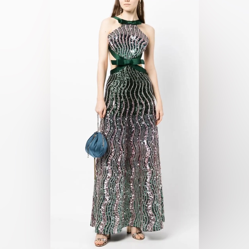 Mary Katrantzou Sequined Design Bow Detail Dress size 4 $6100 perfect condition!